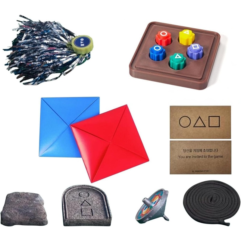 Markhomia Gonggi Korean Traditional Folk Game Play Set – Jebi Chagi, Gong-Gi, Biseokchigi, Paeng-Y, Ddakji, Family Travel Games