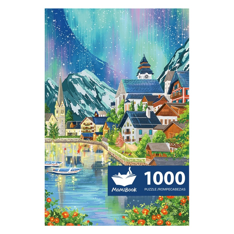 Momibook Puzzles For Adults 1000 Piece Jigsaw Puzzles Of Aurora Night, Painting Image Difficult Challenging Hard Impossible Puzz