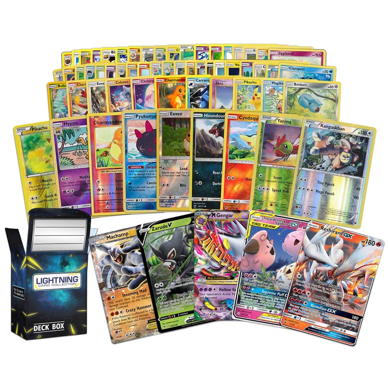 Pok  Mon 100 Pokemon Card Lot With Legendary Ultra Rare Cards- Bundle With A Lcc Deck Box Included