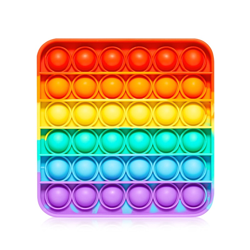Push Pop Bubble Fidget Sensory Toy – For Autism, Stress, Anxiety – Kids And Adults (Rainbow Square)