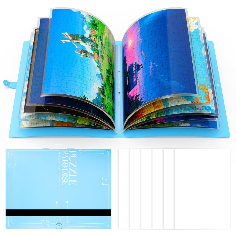 Puzzle Storage Folder, Sauce Zhan Extra Large Puzzle Saver For Jigsaw Enthusiasts 1000-Pieces, Puzzle Album Portable With 24 Adh