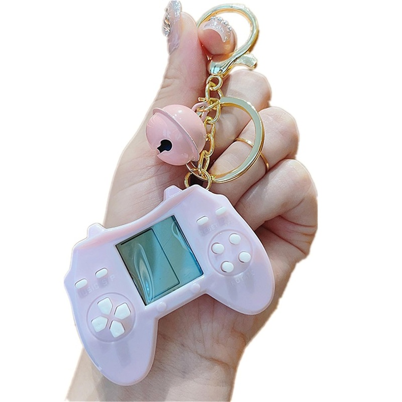 Retro Classic Game Console Pendant Keychain Playable Electronic Miniature Handheld Mini Games Machine With Keychain Ring Gift (M