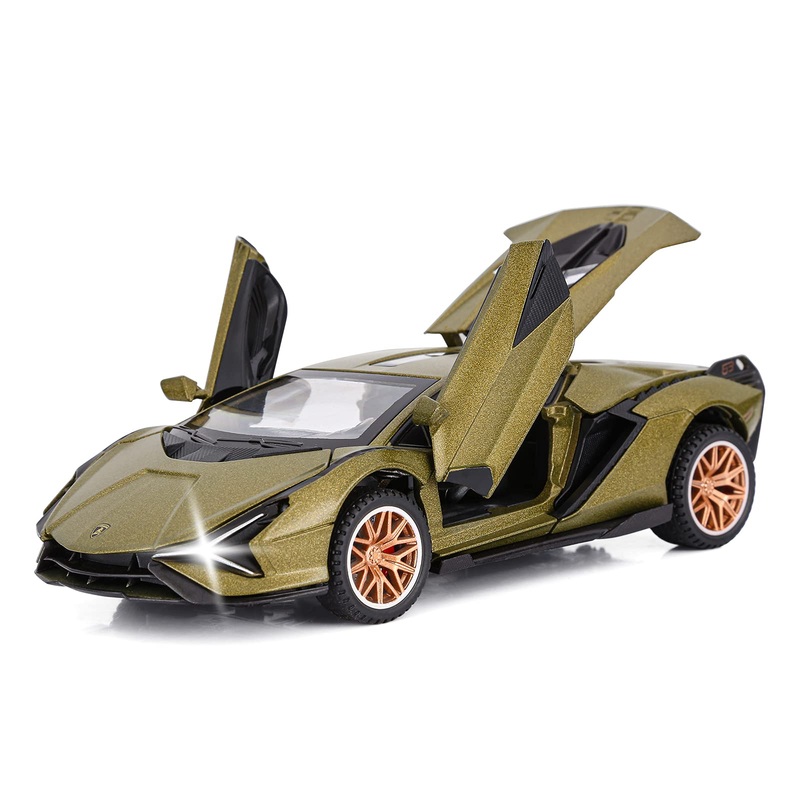 Sasbsc Lambo Toy Cars For Kids Sian Fkp37 Diecast Metal Model Car With Light And Sound Pull Back Toy Car For Boys Age 3 + Year O