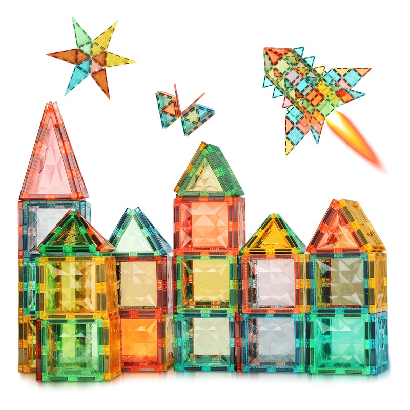 Yrztiles Magnetic Tiles,Magnet Building Blocks Construction Stacking Educational Toy Creative Playboard For Kids Ages 3+ (032 Pi