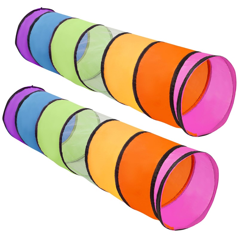 2 Pack Kids Play Tunnel,Pop Up Crawl Through Tunnel Play Tent For Baby Kids Children Or Pet,Opening Crawl Tunnel Toy With Breath