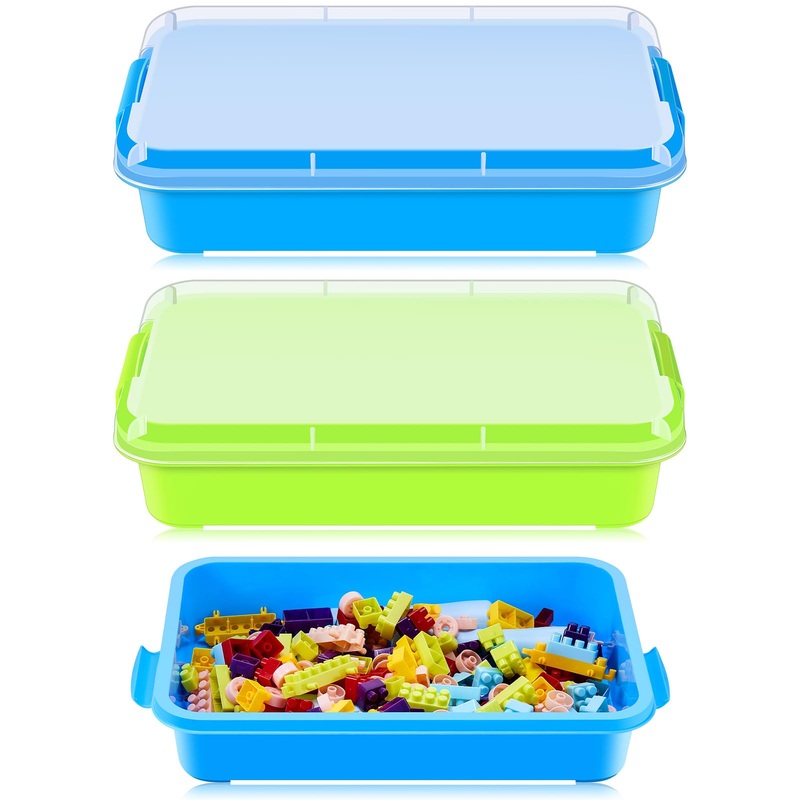 2 Pcs Sensory Bin Sand Tray With Lid For Plastic Sandbox Toy Fill With Water, Sand, Beads And More, For Indoor Outdoor Activitie