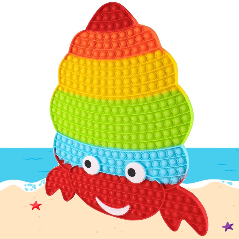 Big Large Fidget Toys,19.3 Inch Jumbo Hermit Crab Sensory Toy Rainbow Giant Push Bubble Squeeze Toy For Autism Anxiety Stress Re