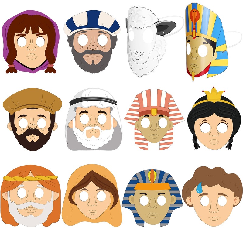 Capoda 12 Pcs Passover Decorations Passover Props Character Masks Party Favors Pesach Seder Gifts Egypt Role Play Costume Christ