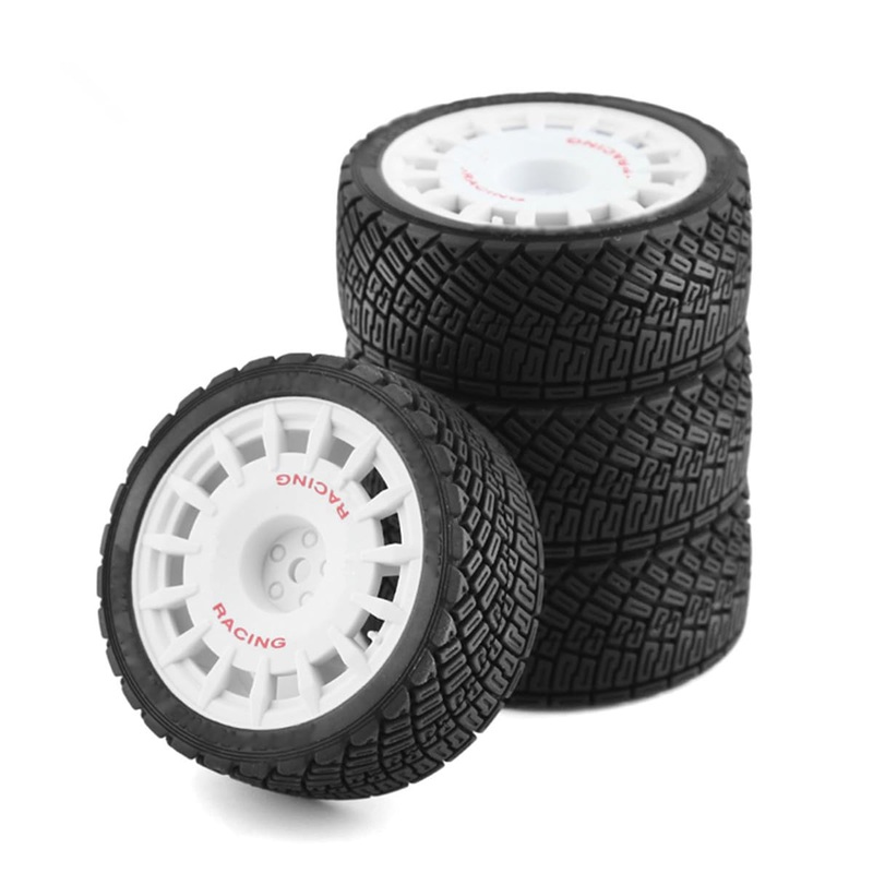 Chanmoo 1/10 Rc Rally Car Tires On Road Tyres 12Mm Hex Plastic Wheels Rims Compatible With 1/10 Scale Racing Car Tamiya Tt01 Tt0