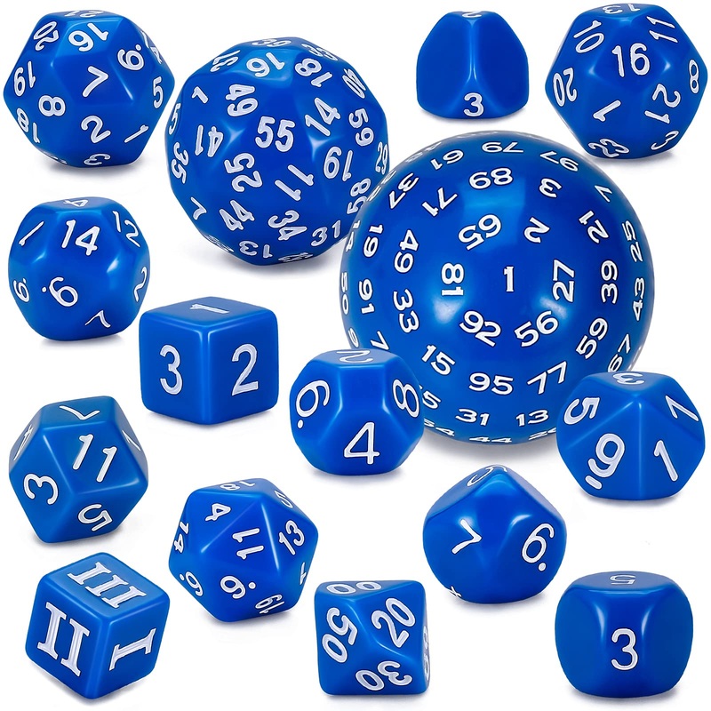 Ciaraq Dnd Polyhedral Dice Set (15Pcs) D4-D100 Game Dice With Dice Bag For Dungeons And Dragons Role Playing Table Games (Blue &