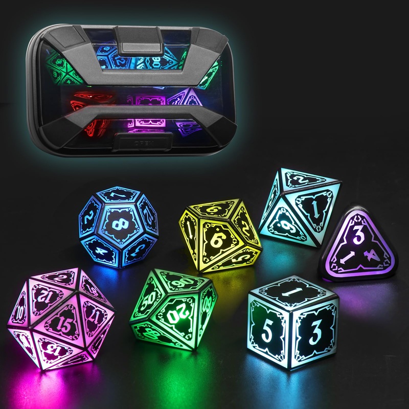 Fonvgogo Led Dice, Light Up Dnd Dice Rechargeable Flashing Electronic Glow D&D Dice Set For Dungeons And Dragons Role Playing Ga