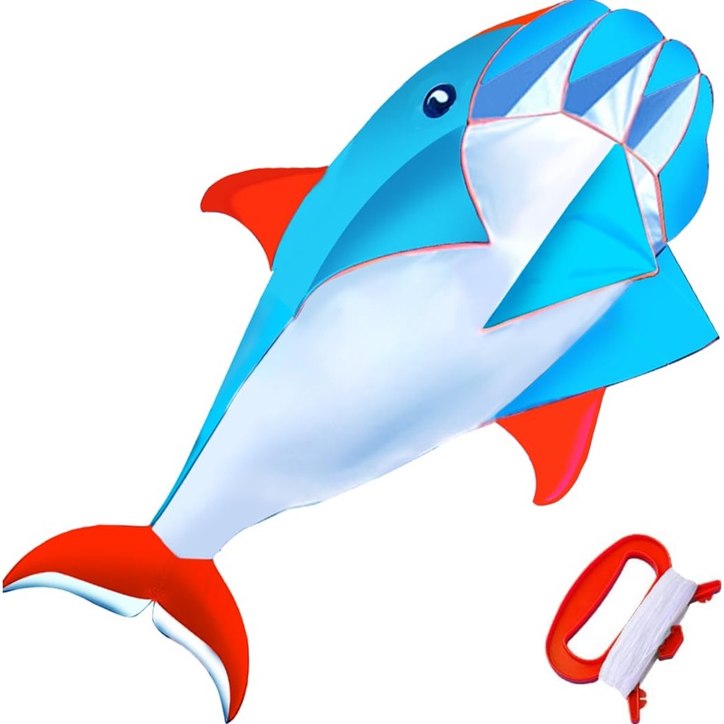 Hengda Kite 3D Dolphins Kite,For Kids And Adults,Easy To Fly,Excellent Fabric And Structure Design,The Pictures Are Beautiful In