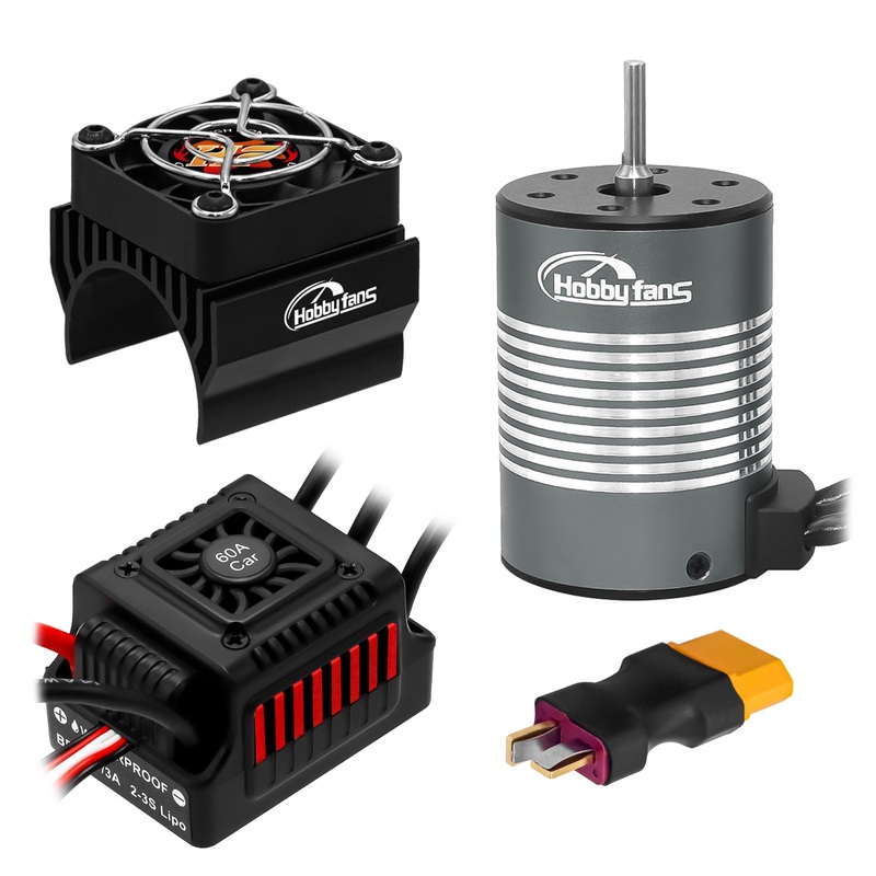 Hobby Fans Waterproof S3650 3900Kv Brushless Motor 3.175Mm Shaft With 60A Brushless Esc Electric Speed Controller Combo Set With