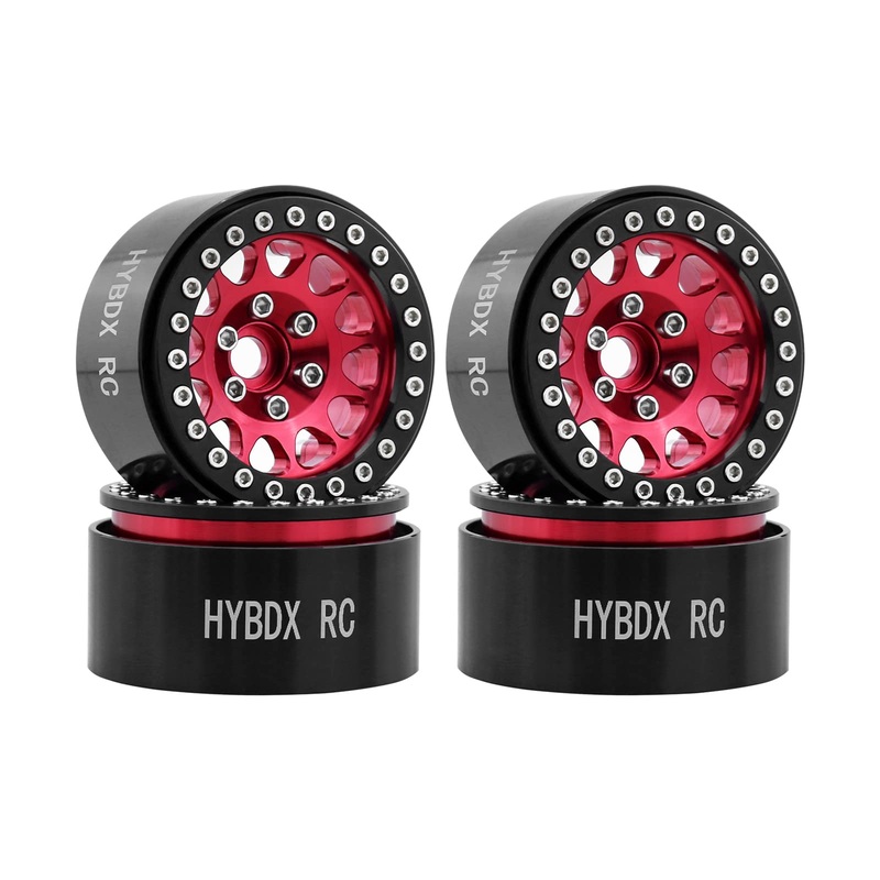 Hybdx Rc 1.9 Inch Aluminum Alloy Beadlock Wheel Rim Hub 4Pcs Suit For 1:10 Rc Crawler Axial Scx10 Scx10 Ii Trx4 Rc4Wd D90(Red 4