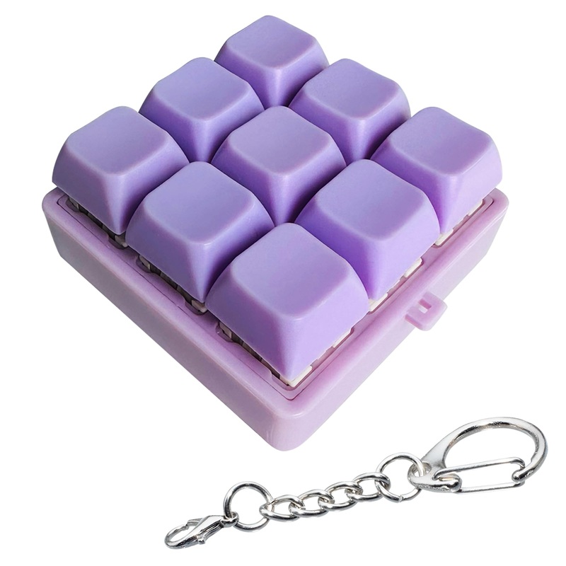 Keyboard Fidget Toy, Keyboard Fidget Keychain 9-In-1 Keyboard Decompression Button Finger Clicker Toys Stress Relief Fidget Gift