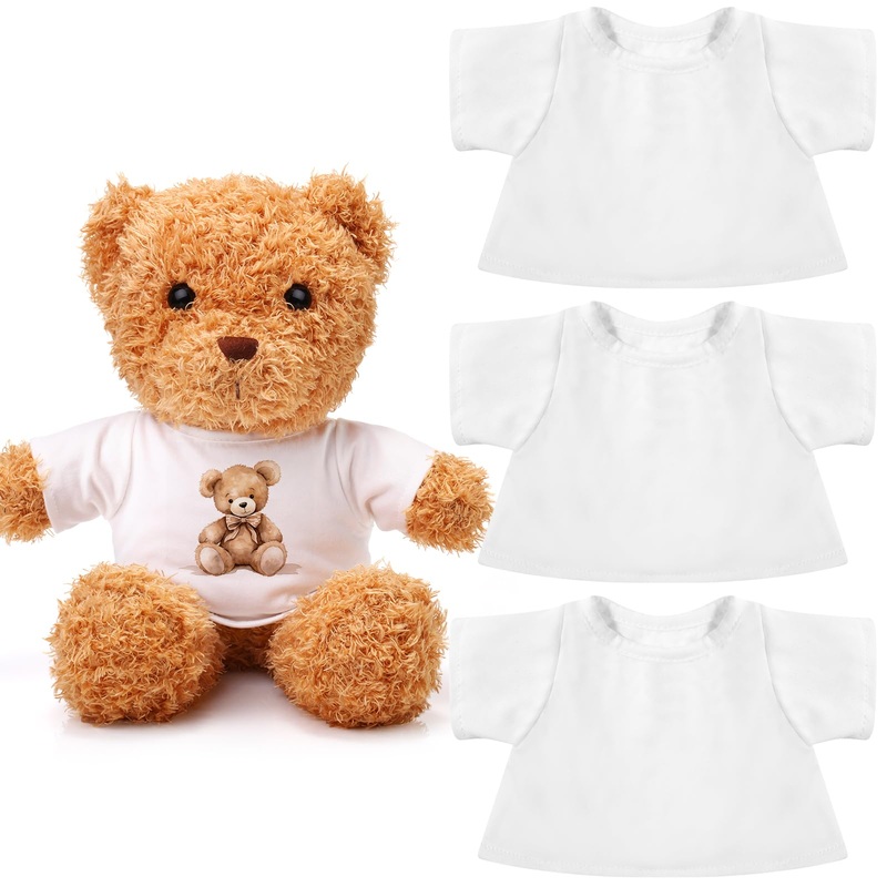 Litherr S 3 Pcs Sublimation Stuffed Animal Shirt Fit 8-12 Inch Blank Stuffed Bear Clothes Plush Bear Tshirts Tee Shirt For Diy M