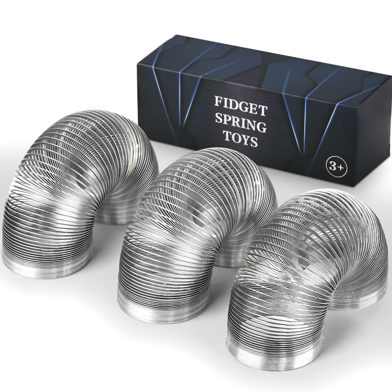 Metal Fidget Spring Toys Adults, Quiet Cool Stress Relief Toys 3 Pcs Set For Adults Office Desk Spring Walking Toy For Classroom