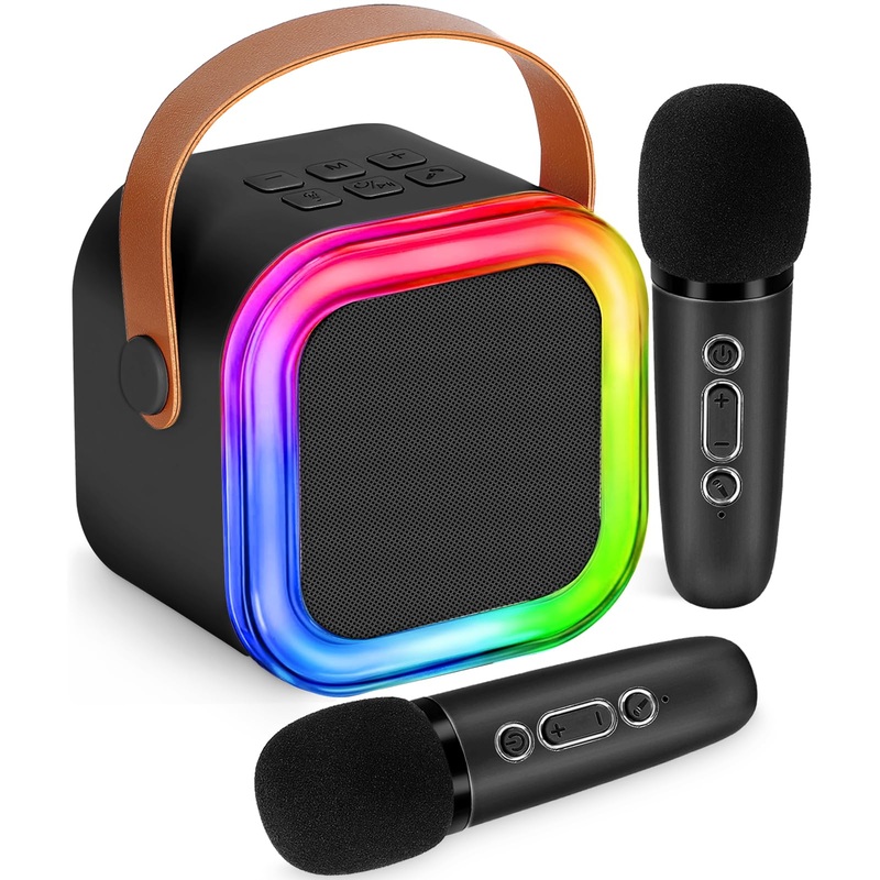 Mini Karaoke Machine For Kids,Girl Toys,Karaoke Microphone Wireless For Kids,Gifts For 4,5,6,7,8,9,10 Year Old Girl Toys (Black)