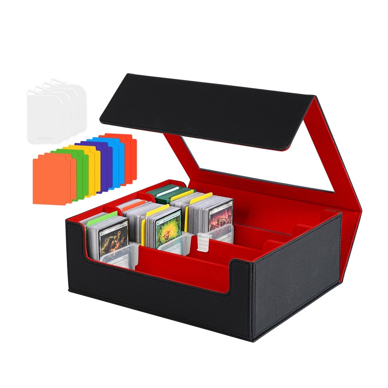 Newloop Trading Card Storage Box – 2400+ Commander Card Deck Case With See-Through Display Top For Magic The Gathering Tcg Yugio