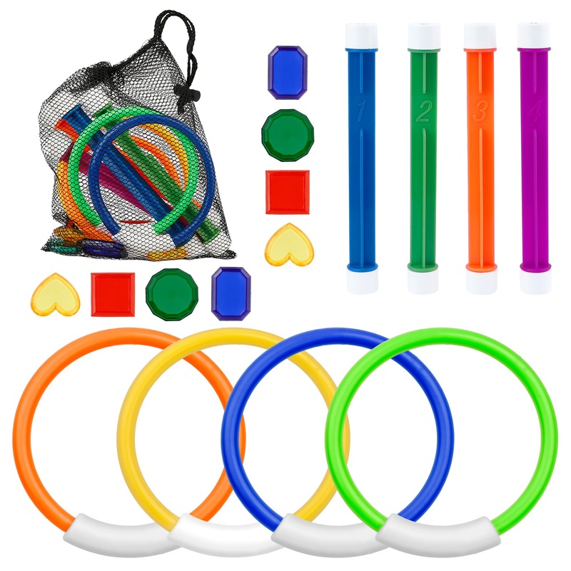 Pool Toys For Kids Ages 8-12 4-8, 16 Pcs Pool Diving Toys For Kids Age 3-10, Summer Underwate Swimming Training Diving Rings Div