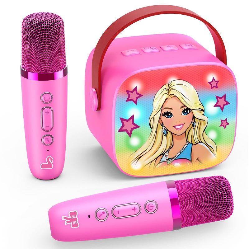 Princess Mini Karaoke Machine Toys: Kids Toys Girls Birthday Gifts Age 3-12+ Led Portable Bluetooth Speaker With 2 Wireless Micr