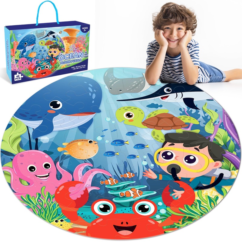 Puzzles For Kids Ages 4-6,48 Piece Ocean Large Floor Puzzles For Kids Ages 3-5, Toddler Learning Preschool Educational Developme