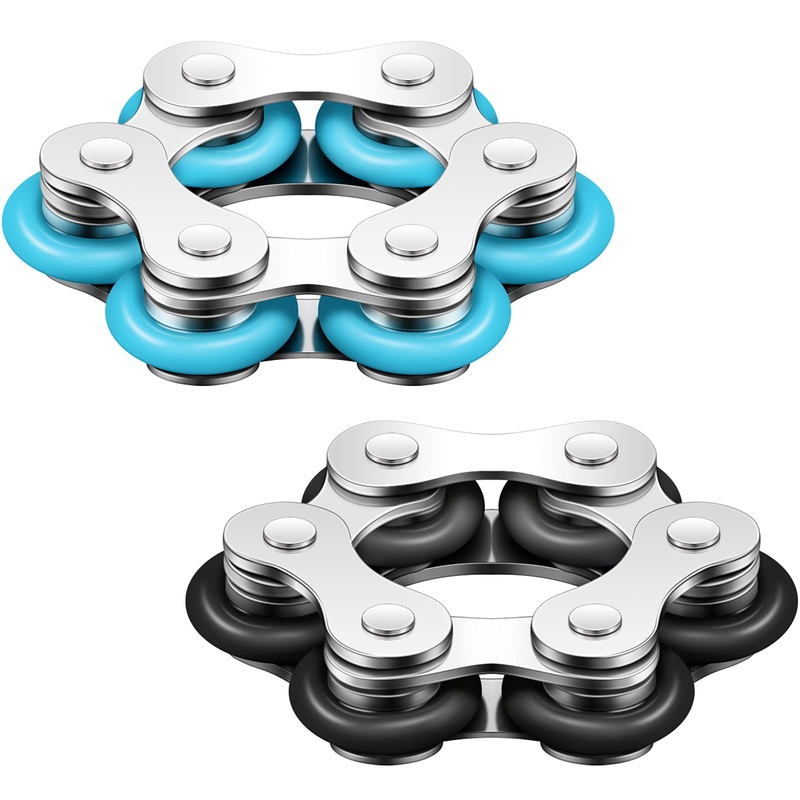 Sumind 2 Pieces Bike Chain Fidget Toys Roller Chain Fidget Toys With Six Flippy Novelty Stress Relief For Adults Anxiety Autism,