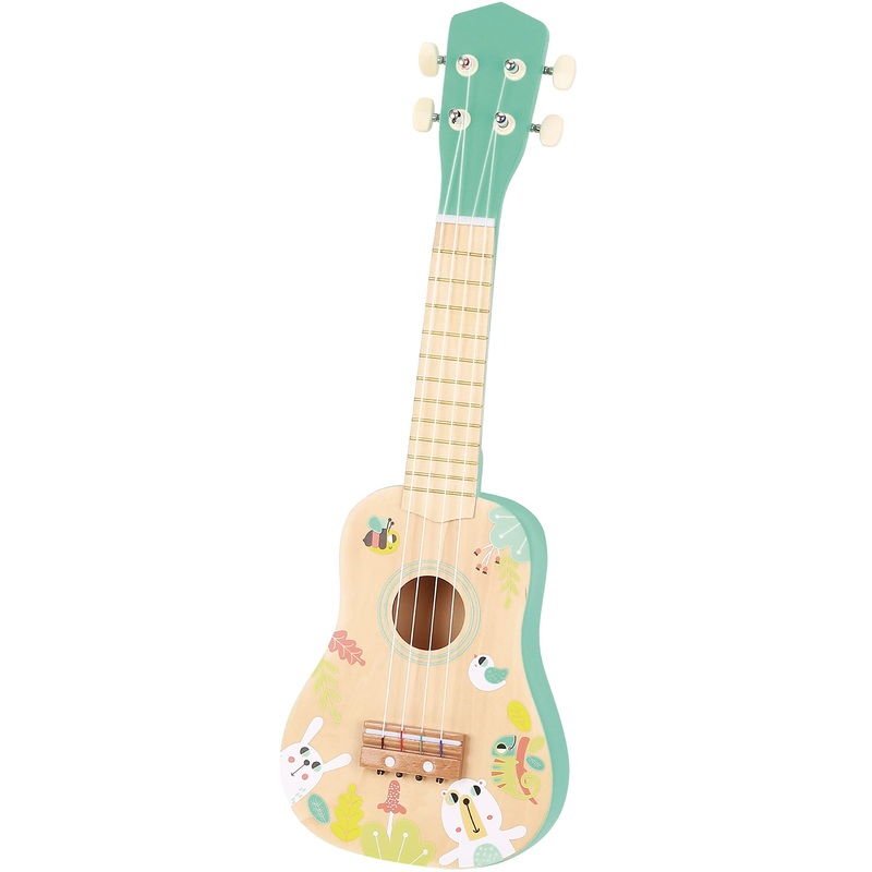 Tookyland 4-String Wooden Ukulele Toy – Mini Guitar Pretend Musical Instrument, Ages 3+