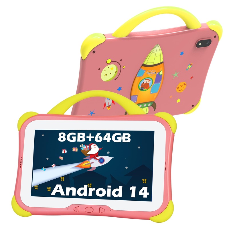 Weelikeit Kids 7” Tablet For Toddlers – 8Gb Ram, 64Gb Rom, Android 14, Bluetooth, Wifi, Dual Camera, Parental Control, Educatio