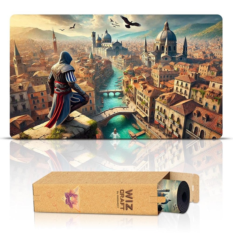 Wizcraft Gaming Paramint Assassin Overlooking (Stitched) – Mtg Playmat – Compatible With Magic The Gathering Playmat – Play Mtg,