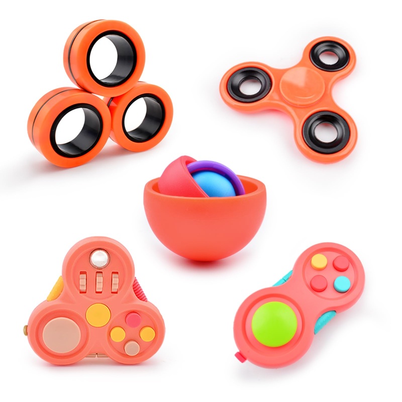 Yrissmiss Fidget Toys Adults Pack 5Pcs,Fidget Spinner With Magnetic Rings Gyro,Fidget Controller Autism Sensory Toys,Adhd Stress