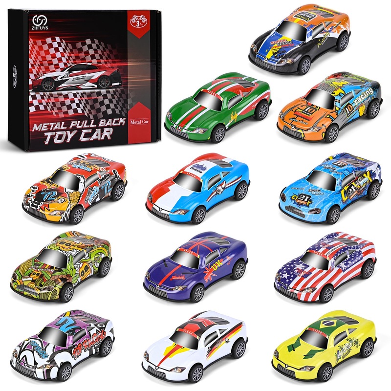 Zhfuys 12 Packs 3.9 Inch Mini Cars Toy For Kids, Pull Back Toy Cars For Kids Ages 3-8, Race Cars Party Favors For Toddler Toys