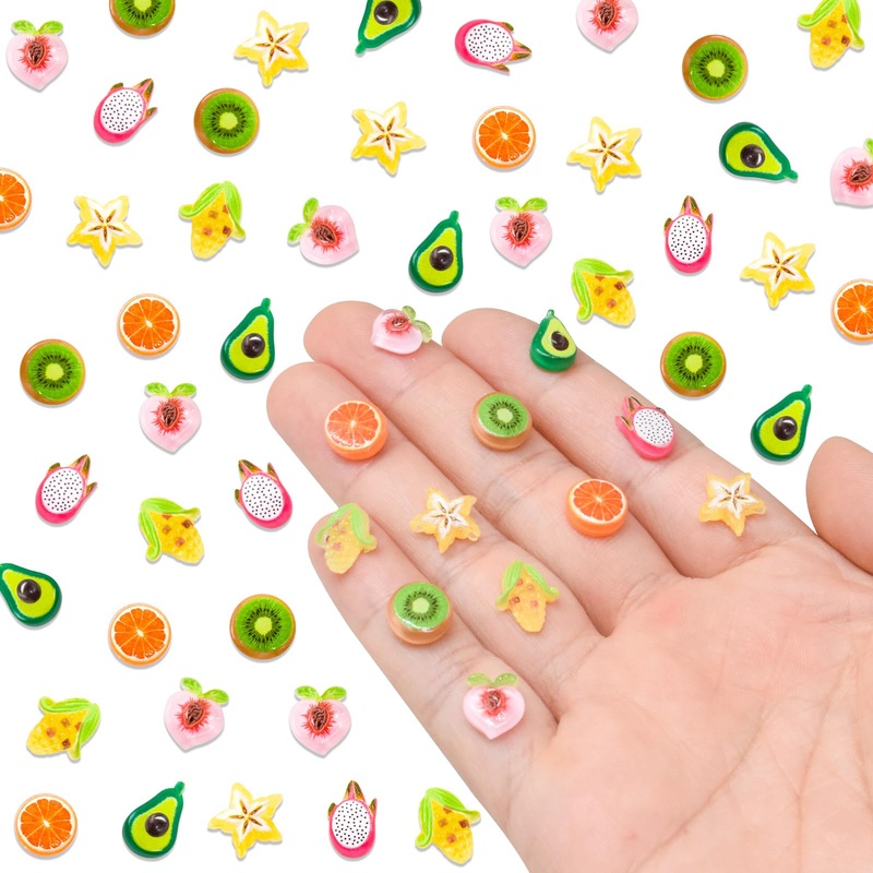 100 Pieces Mini Fruits For Dollhouse Miniatures Mini Food For Crafts Tiny Resin Things For Dollhouse Mini Kitchen Micro Landscap