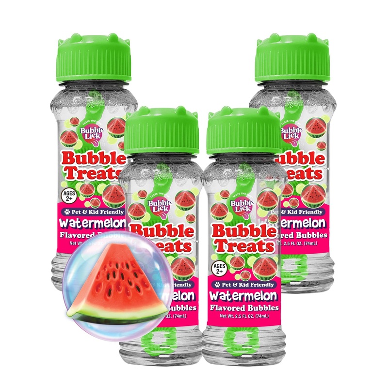 Bubble Treats Watermelon (2.5 Fl Oz, Pack Of 4), Edible Bubbles For Kids And Dogs – Premium Natural Flavored Bubble Solution, An