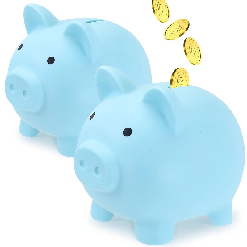 Gadiedie 2Pcs Large Piggy Bank,Coin Bank For Boys And Girls,Unbreakable Plastic Money Bank,Cute Pig Money Box,Practical Gifts Fo