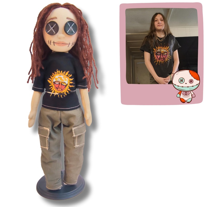 Handcrafted Custom Doll With Button Eyes, Turn Your Photo Into A Personalized Cloth Doll, Ideal Gift For Any (20 Inches)