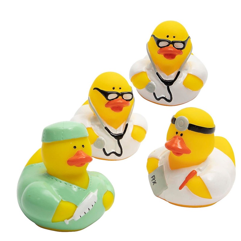 Happy Deals Doctor Rubber Ducks | 12 Pack | Yellow, Rubber, Healthcare Party Favors
