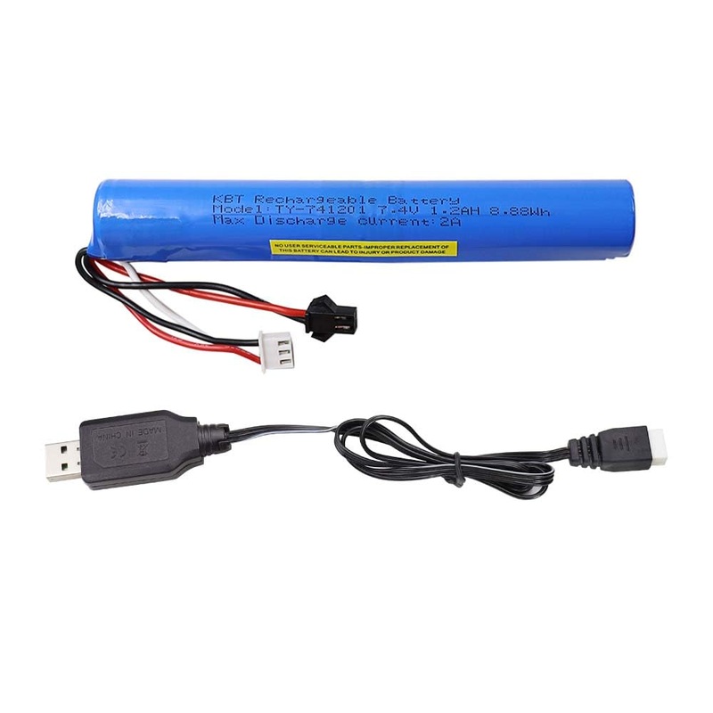 Kbt 7.4V 1200Mah Li-Ion Rechargeable Battery Pack With Sm-2P Plug & Xh-3P Charging Plug, Lithium-Ion Battery With Usb Cable For