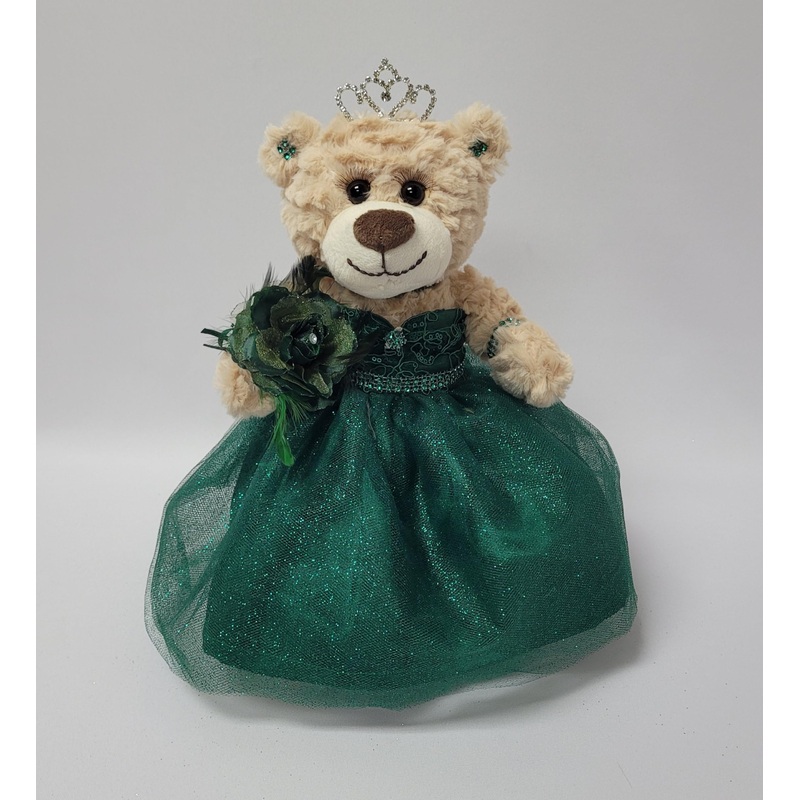 Kinnex Collections Since 1997 12” Quince Anos Last Doll Teddy Bear With Dress (Centerpiece) ~ Arc09832-33 (Emerald Green)