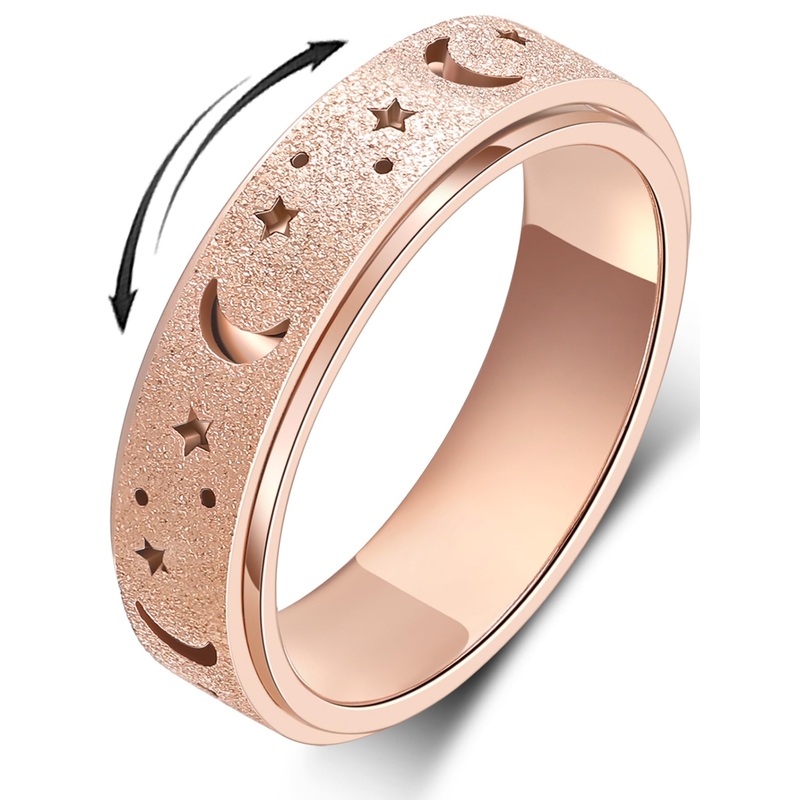Mhwtty Anxiety Ring For Women Fidget Toys Adults Ring Stainless Steel Spinner Rings Fidget Rings Gift For Women Men Moon Star Ro