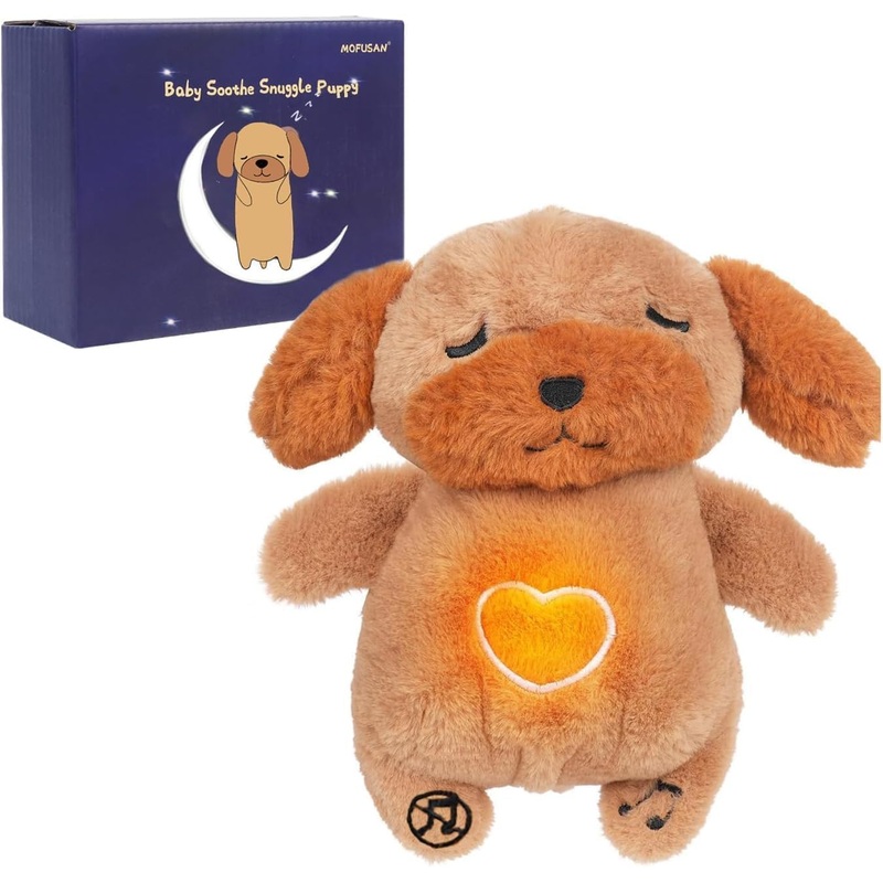 Mofusan Soothe Snuggle Dog Plush, Soothing Breathing Dog Stuffed Animal For Anxiety Adults And Kids, Lights Music And Realistic