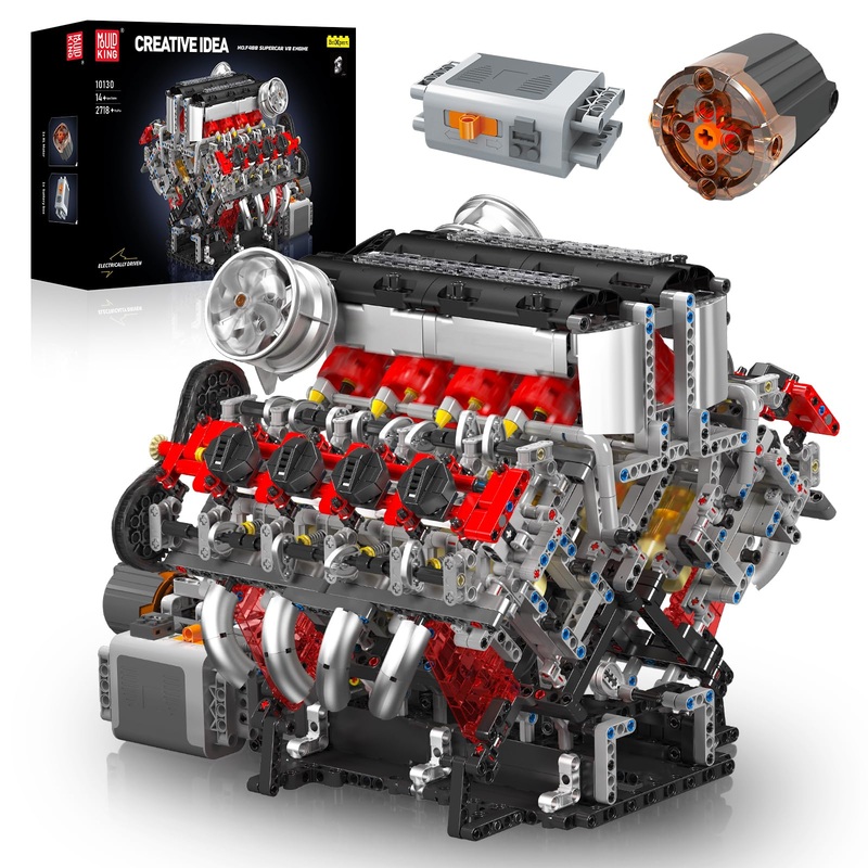 Mould King 10130 V8 Engine Model Kit That Works – 2718 Pcs To Build Your Own Surper Car Engine, Diy Stem Project For Kids/Teens,