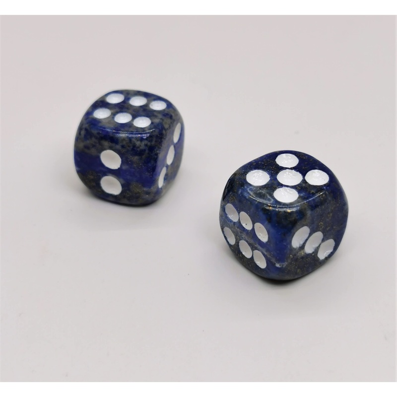 Natural Hand Carved Gemstone Dices, 15Mm/0.59In, 6 Sided, Lapis Lazuli
