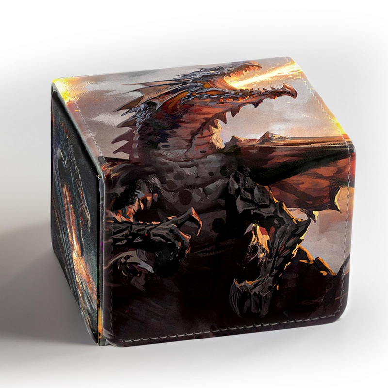 Sabermaster Card Deck Box Fits For Ygo Mtg,100+ Card Storage Box Trading Games Pu Leather Storage Premium Deck Case (Mtg Dragon)