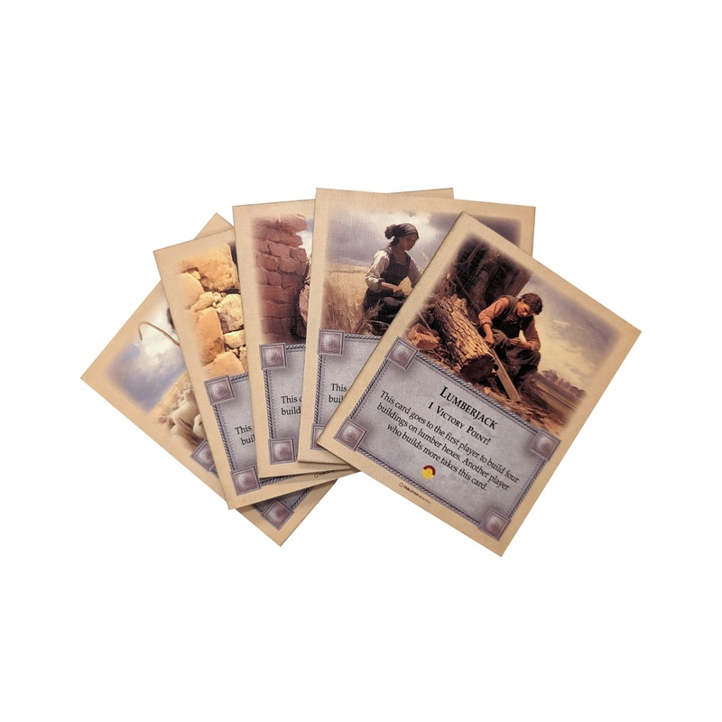Tabletop Monthly Professions Victory Point Cards, Bricklayer, Stonemason, Farmer, Shepherd, Lumberjack, Compatible With Catan’S