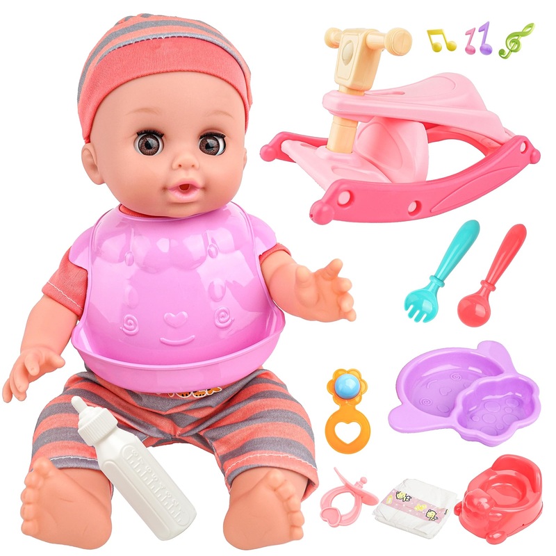 Toy Choi’S Baby Doll Playset, Dolls Set With Rocking Horse Toys, 14” Dolls With Accessories Includes Feeding Set, Pretend Play