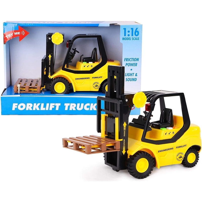 Toyland 23Cm (9”) Friction Powered Forklift Pallet Truck – Scale (1:16) – Boys Construction Toy With Lights & Sound – Ages 3+