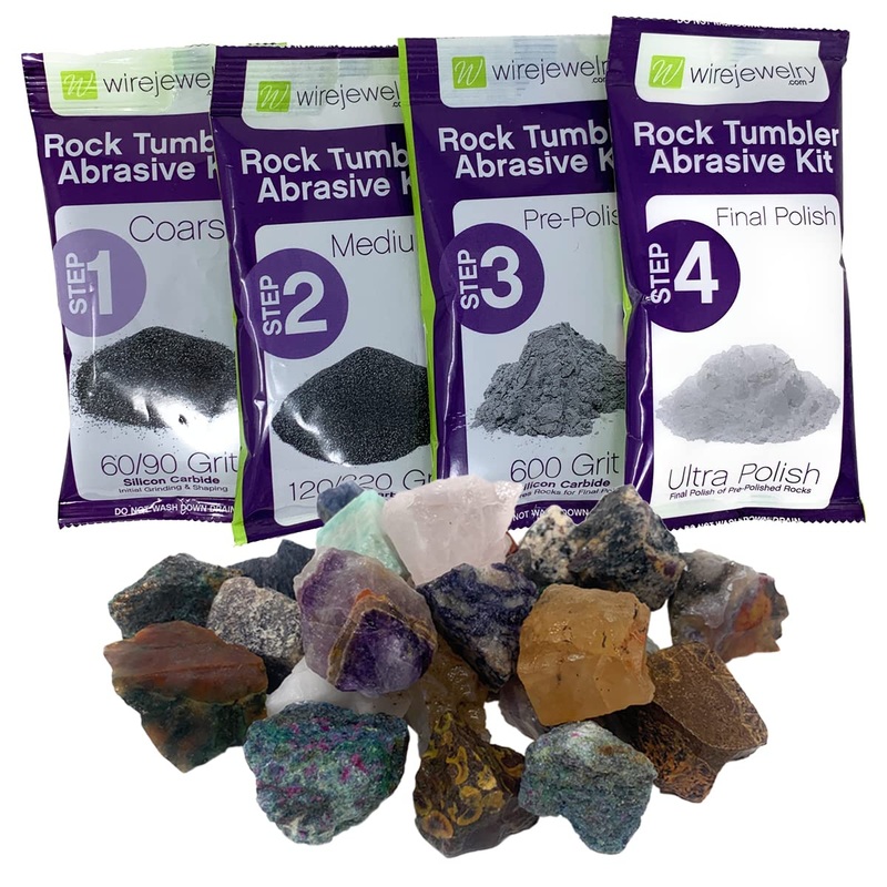 Wirejewelry Asia Rock Tumbler Refill Kit – 1.5 Lbs. Of Asia Stone Mix And 1 Batch Of 4 Step Abrasive Grit And Polish