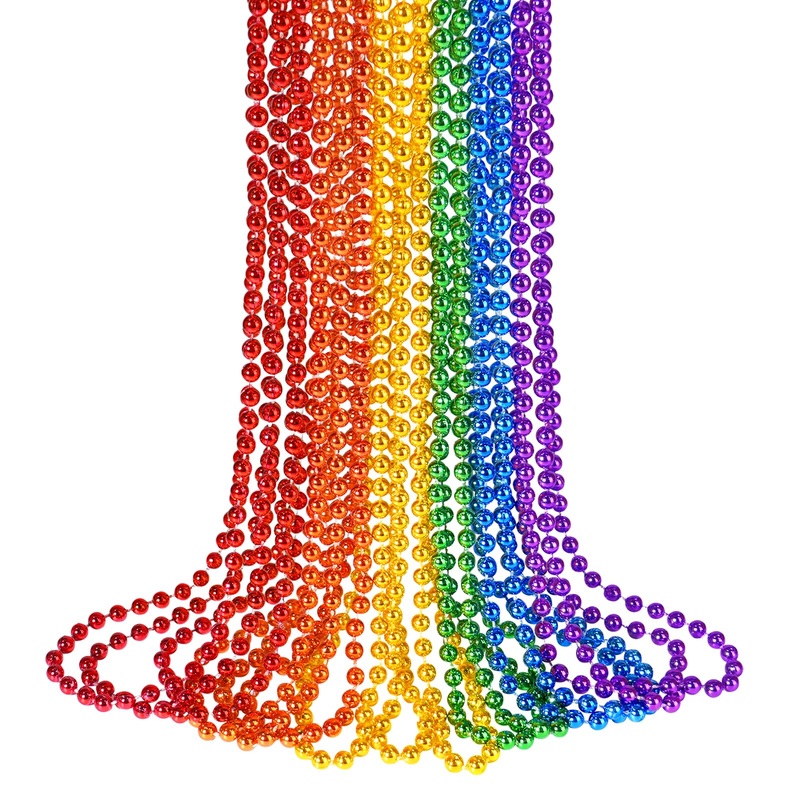 Yaxinrui 15 Pcs Pride Beads Necklaces, Lgbtq Pride Necklace Accessories Pride Beads Stuff Rainbow Bead Necklaces For Gay Lesbian