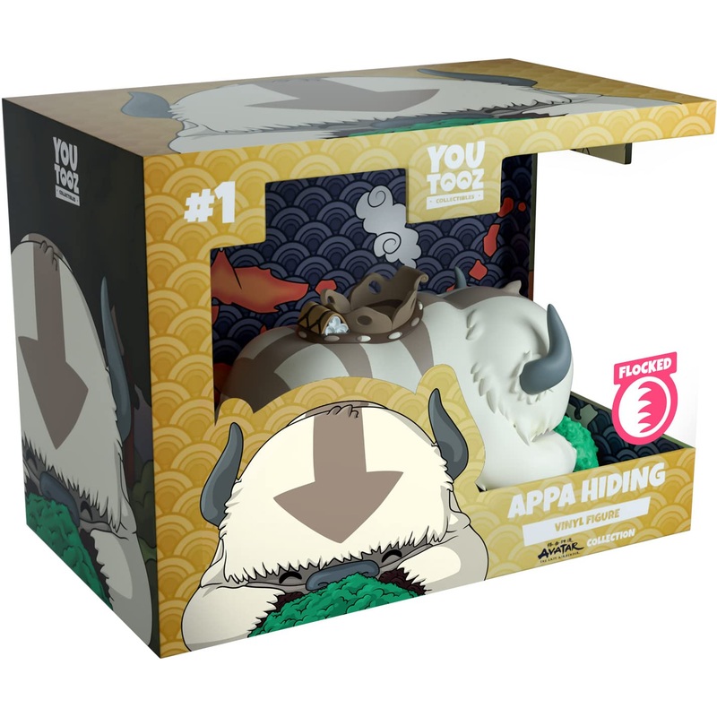Youtooz Appa Hiding Flocked 2.3” Inch Vinyl Figure, Collectible Avatar The Last Airbender Appa Hiding Vinyl With Custom Art Pac